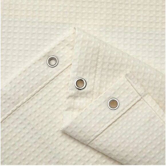 Barossa Design Beige 78" Long Waffle Weave Fabric Shower Curtain - Picture 2 of 6